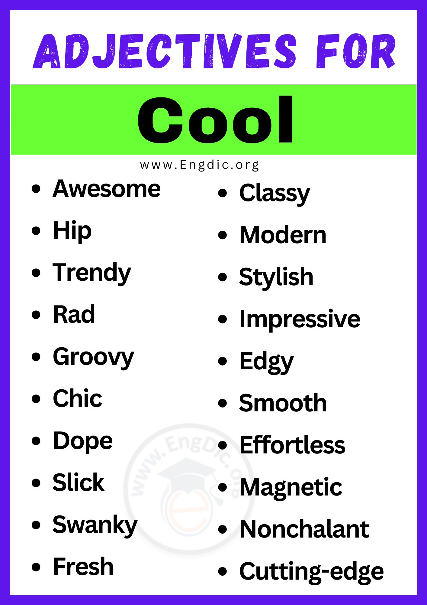Adjectives for Coolfor Communication