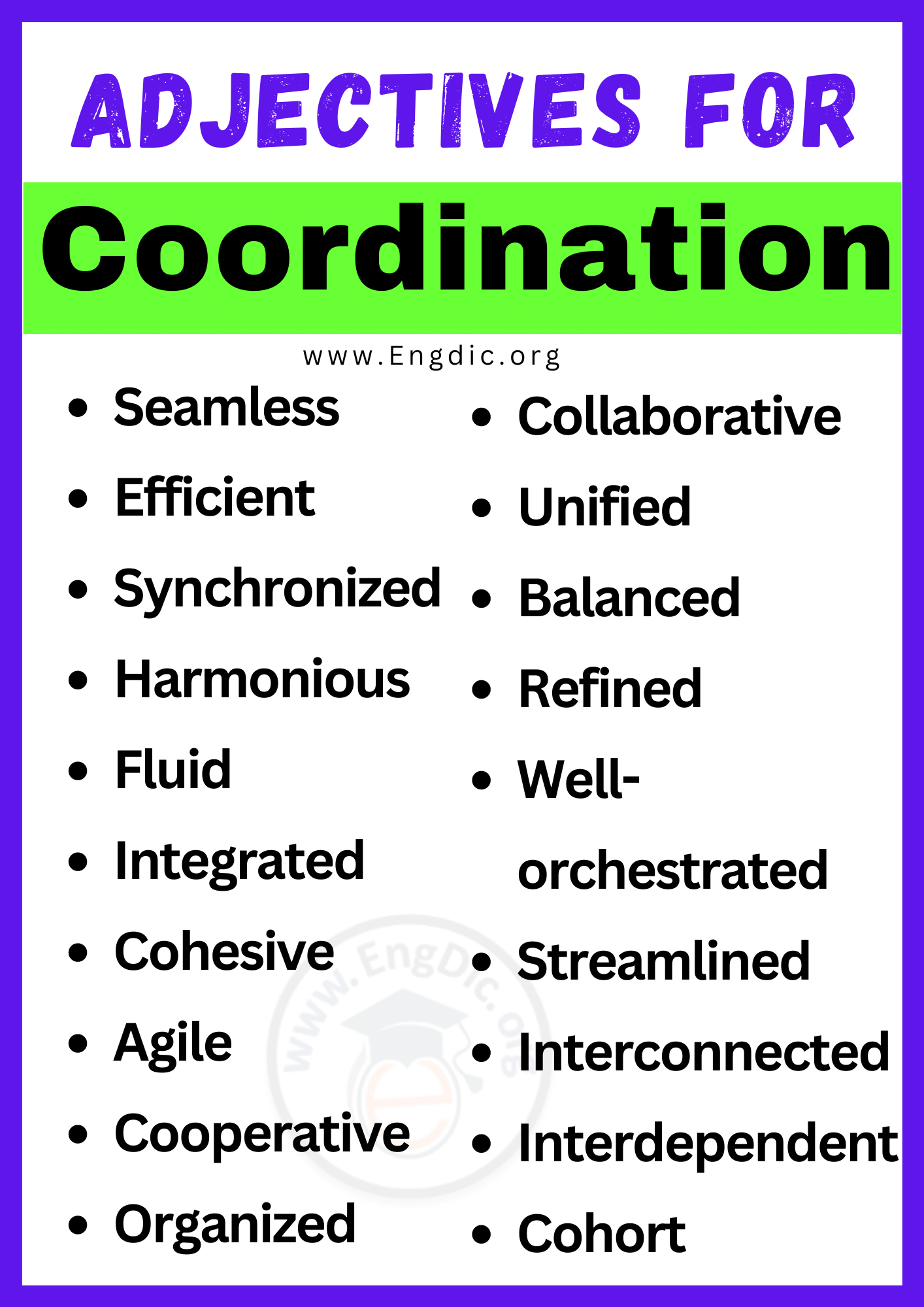Adjectives for Coordination