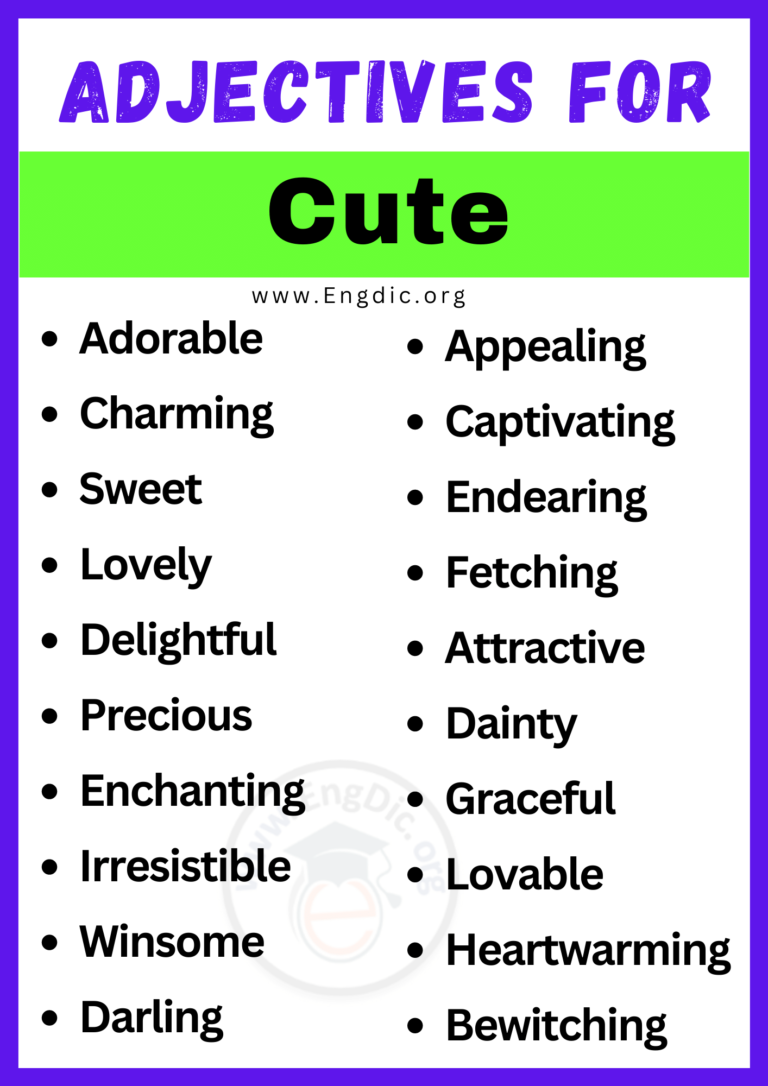 20+ Best Words to Describe Cute, Adjectives for Cute - EngDic