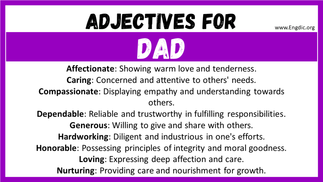 20+ Best Words to Describe Dad, Adjectives for Dad - EngDic