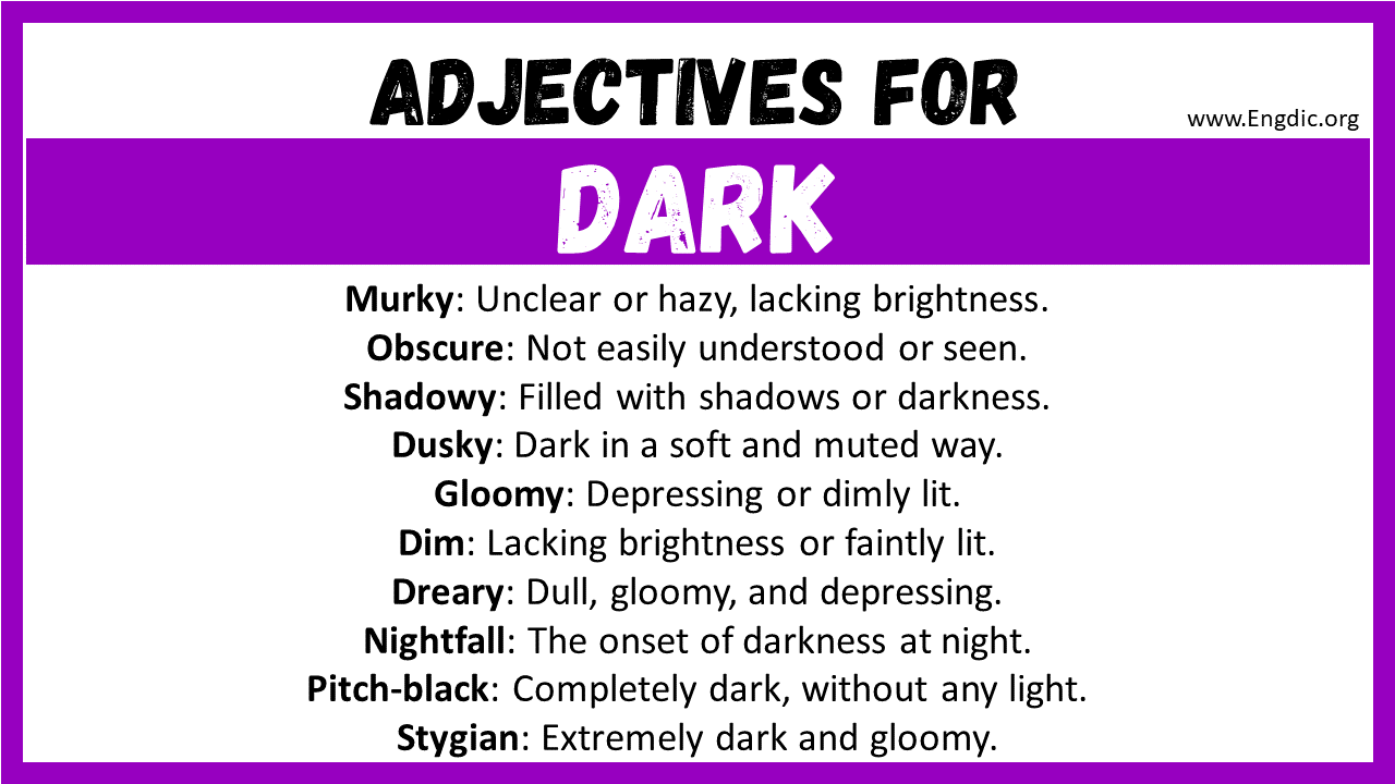 Adjectives for Dark