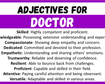 20+ Best Words to Describe Doctor, Adjectives for Doctor