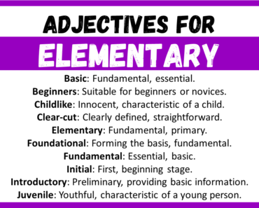 20+ Best Words to Describe Elementary, Adjectives for Elementary