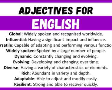 20+ Best Adjectives for English, Words to Describe a English