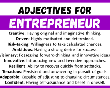 20+ Best Words to Describe Entrepreneur, Adjectives for Entrepreneur
