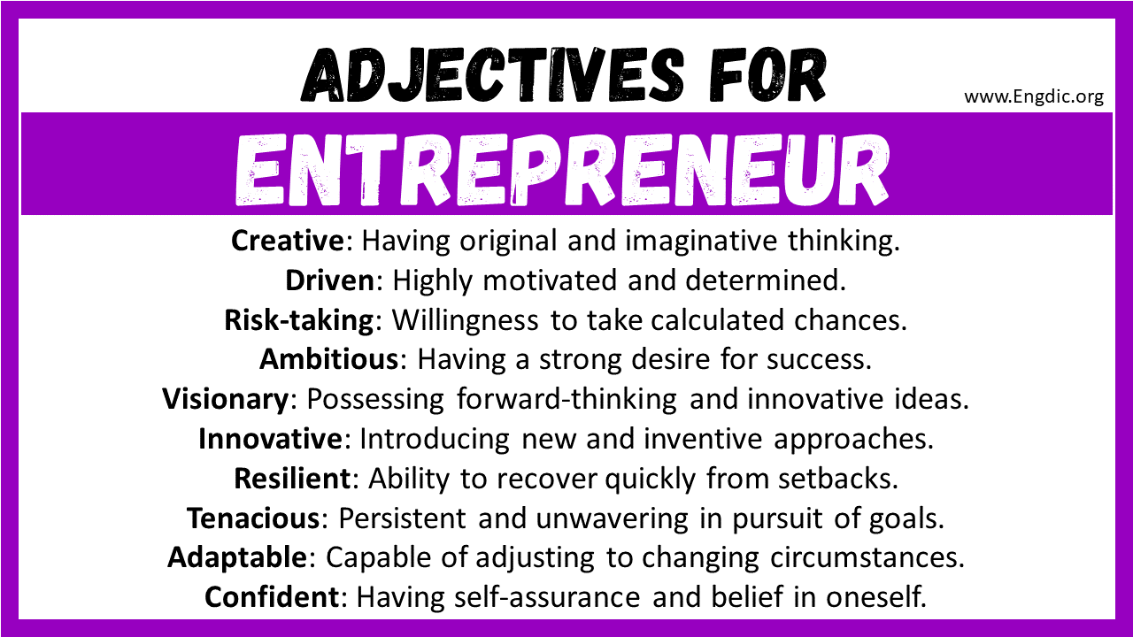 20 Best Words To Describe Entrepreneur Adjectives For Entrepreneur 