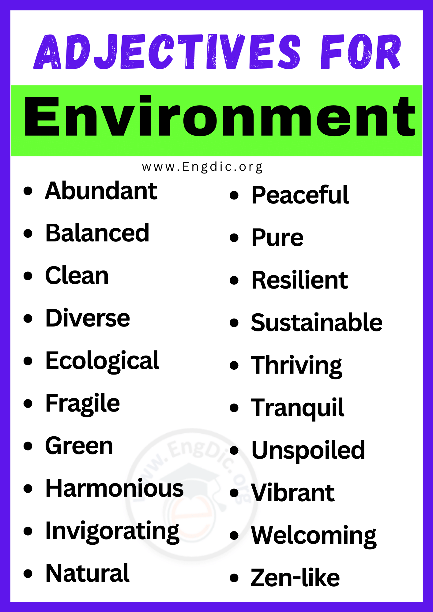Adjectives for Environmentfor Experience