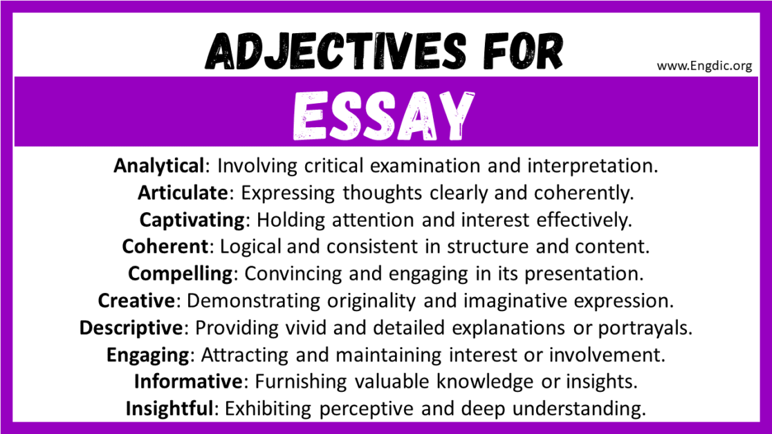 good adjectives for essay