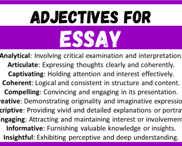 20+ Best Words to Describe Essay, Adjectives for Essay