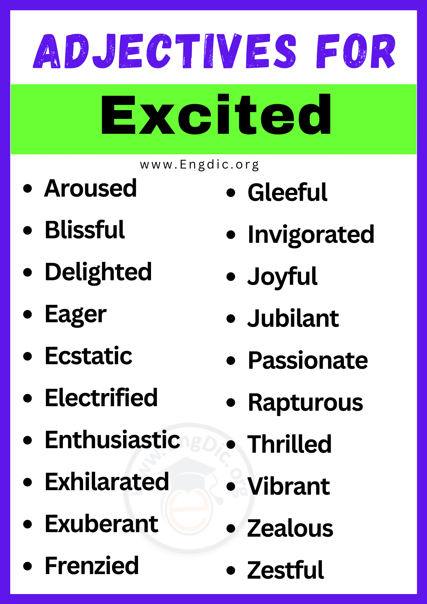 Adjectives for Excited