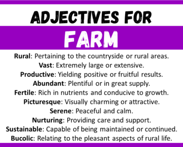 20+ Best Words to Describe Farm, Adjectives for Farm