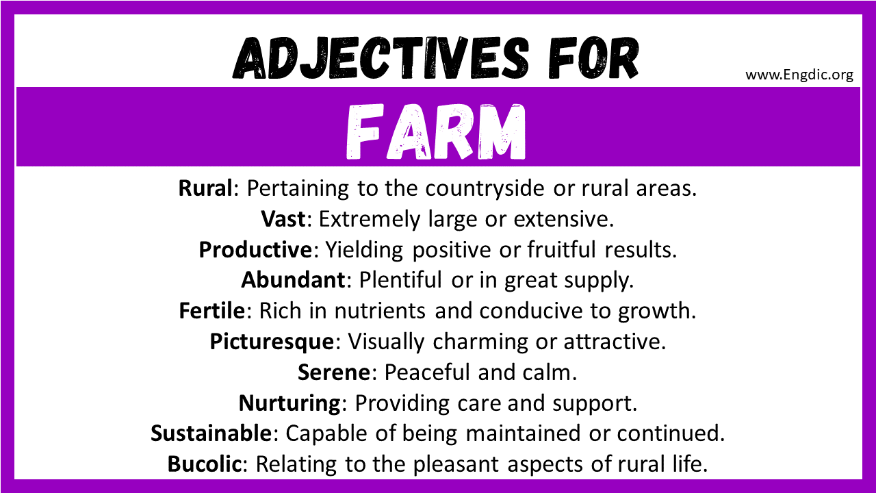 Adjectives for Farm
