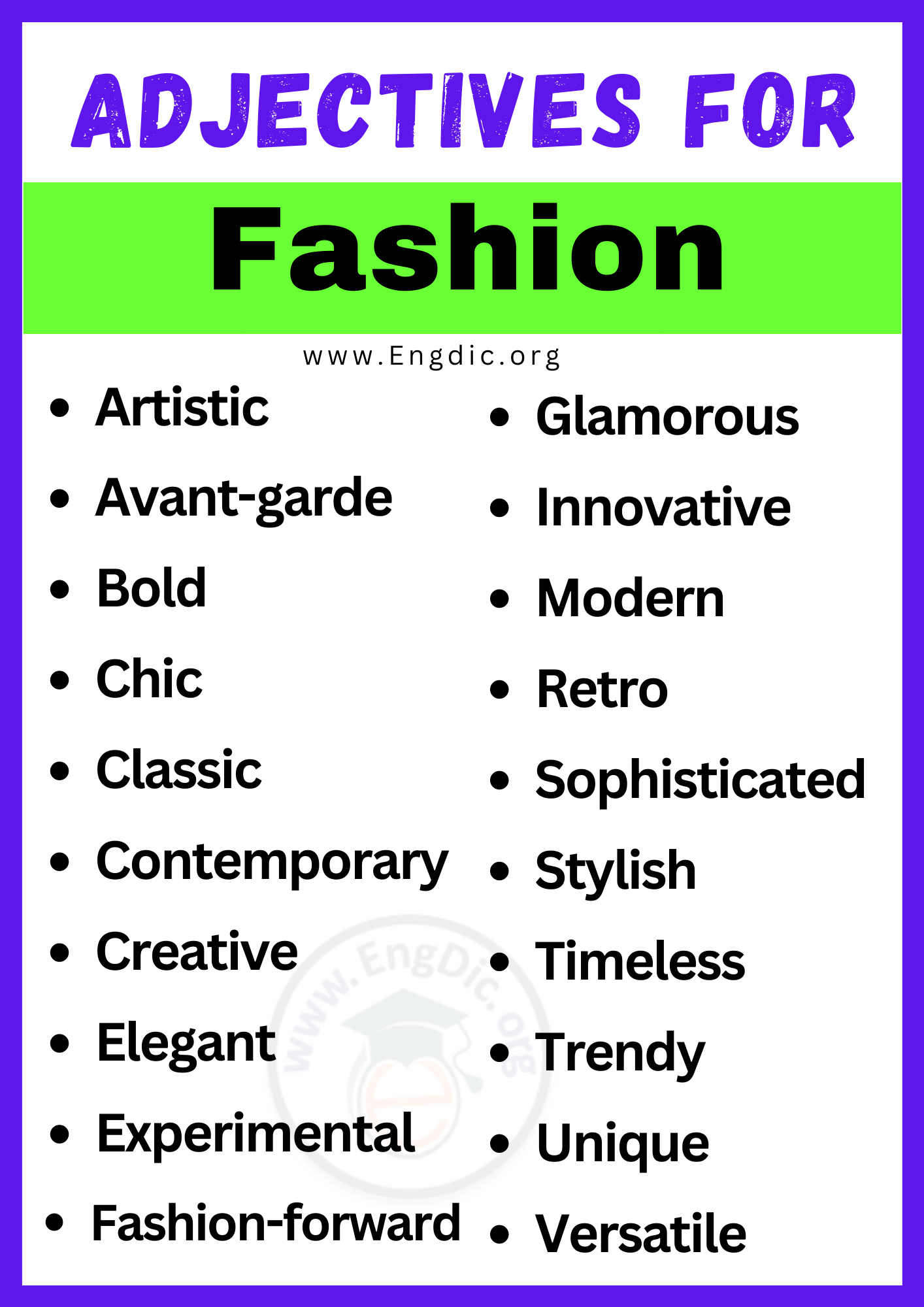 Adjectives for Fashion