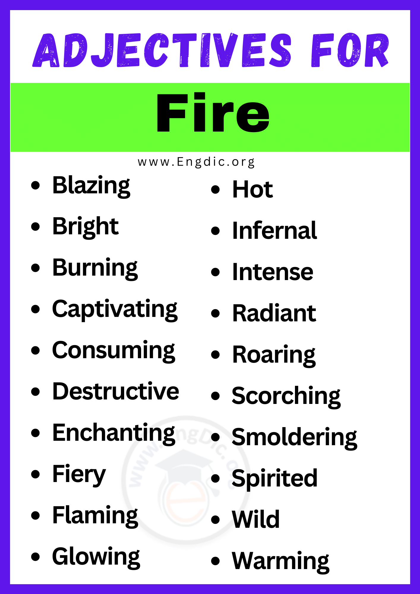 Adjectives For Fire 