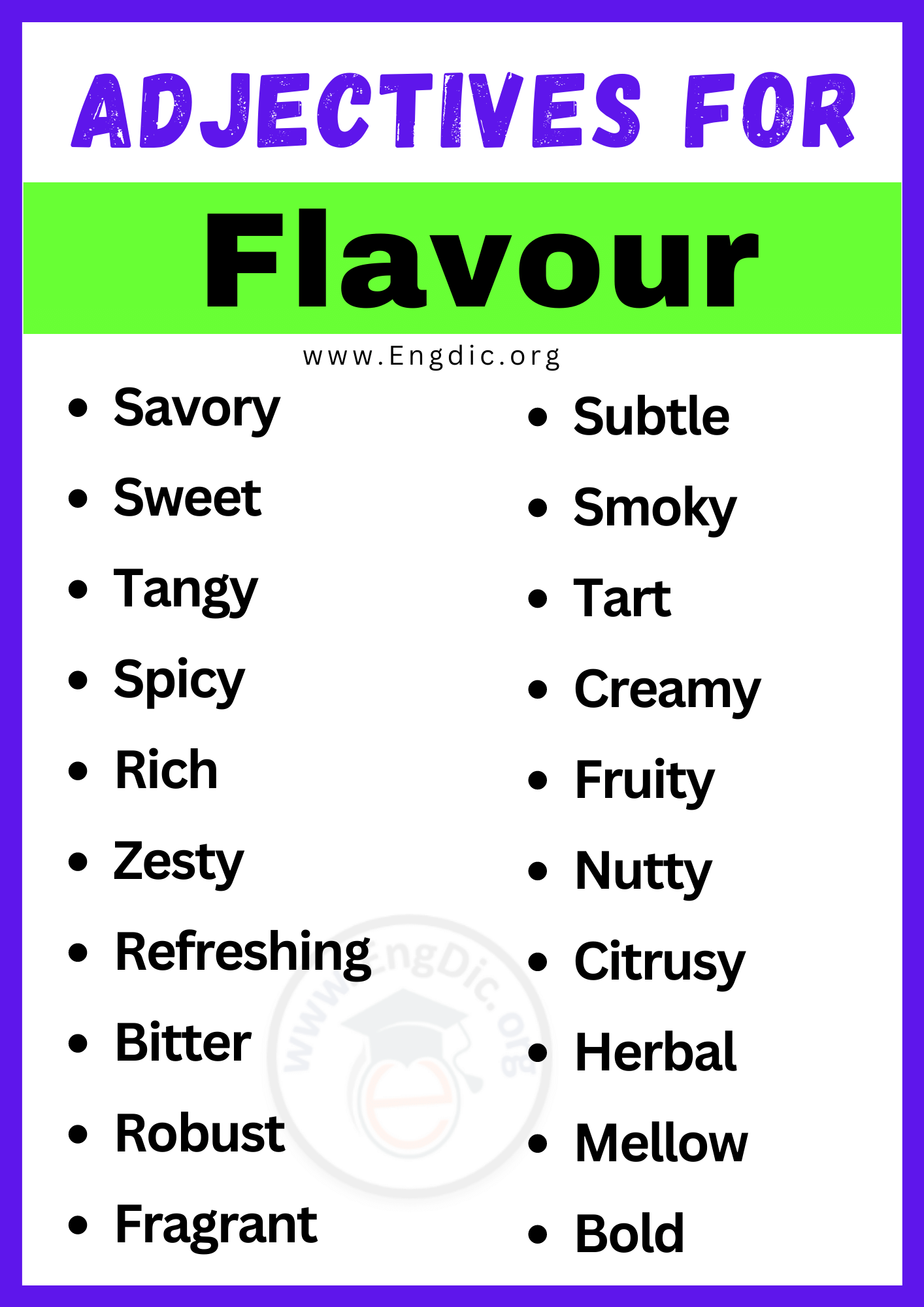 Adjectives for Flavour