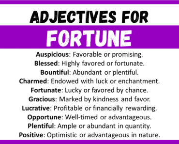 20+ Best Words to Describe Fortune, Adjectives for Fortune