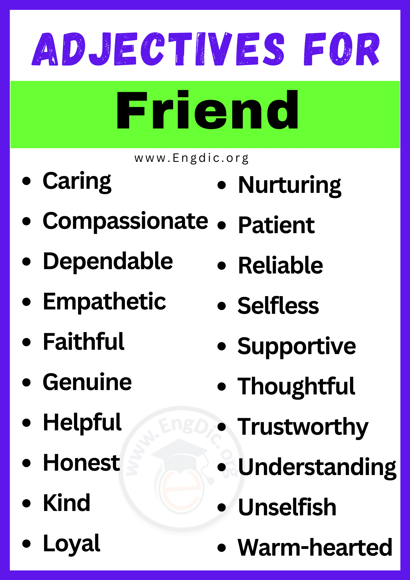 Adjectives for Friend