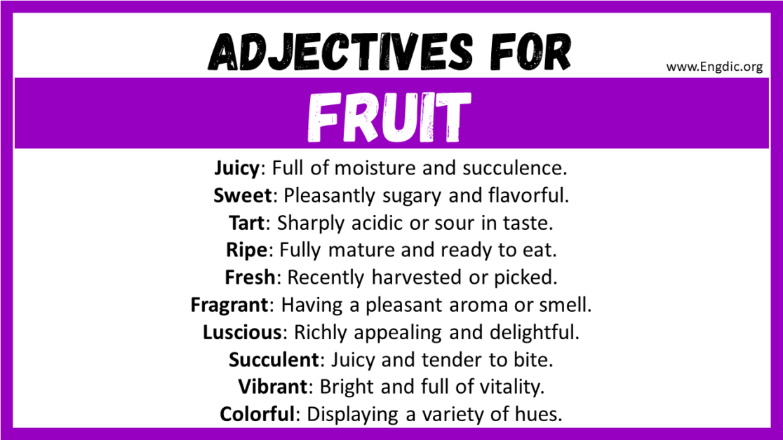 20+ Best Words to Describe Fruit, Adjectives for Fruit EngDic