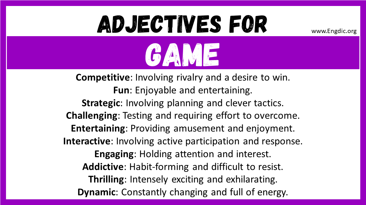 Adjectives for Game