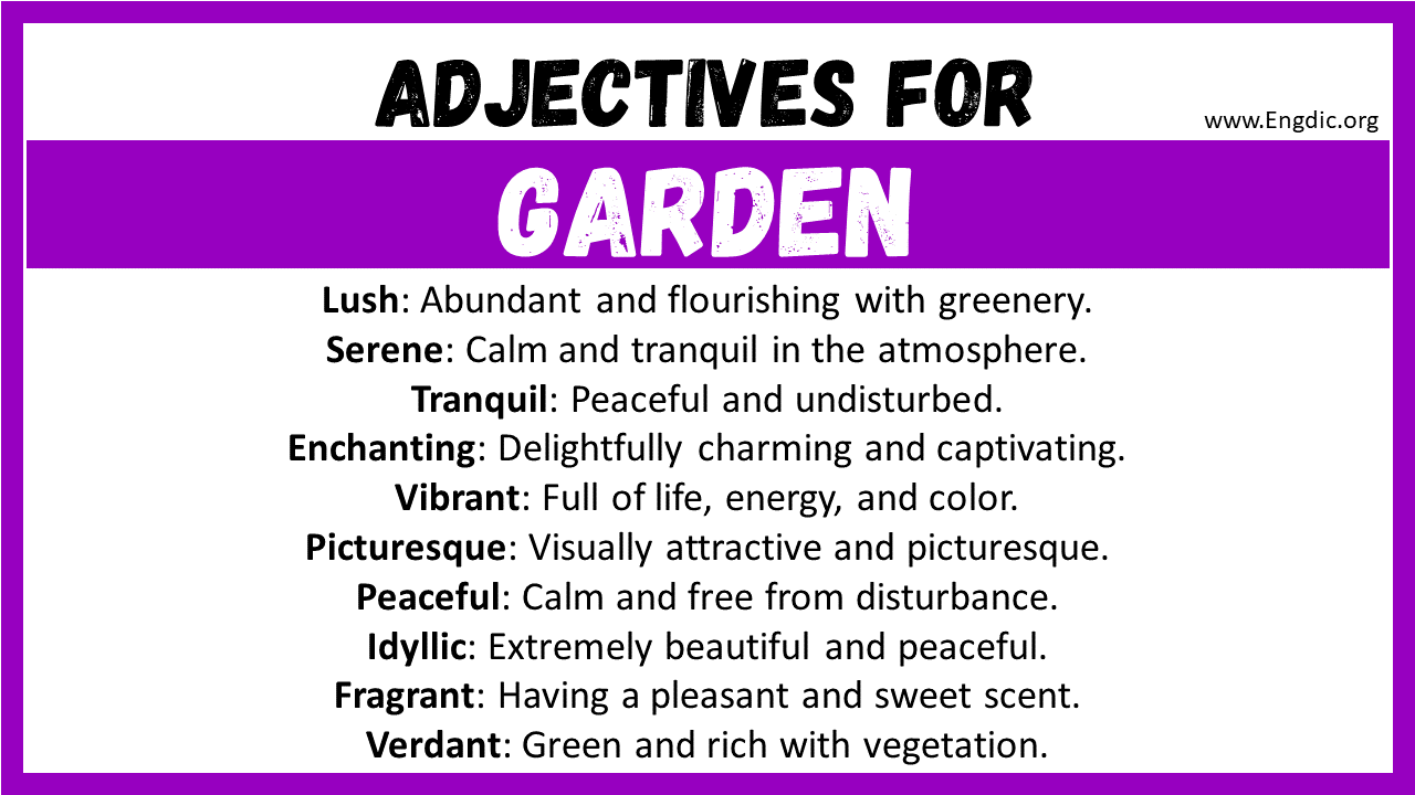 Adjectives for Garden