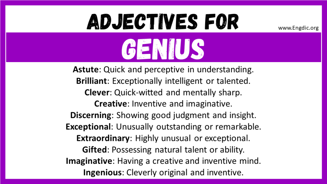 20+ Best Words to Describe Genius, Adjectives for Genius - EngDic
