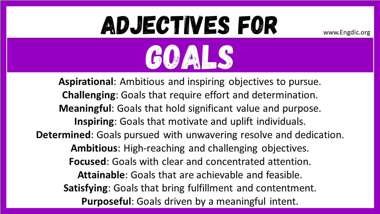 Adjectives for Goals