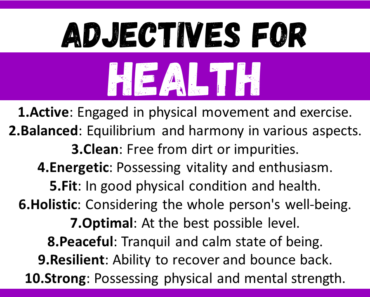 20+ Best Words to Describe Health, Adjectives for Health