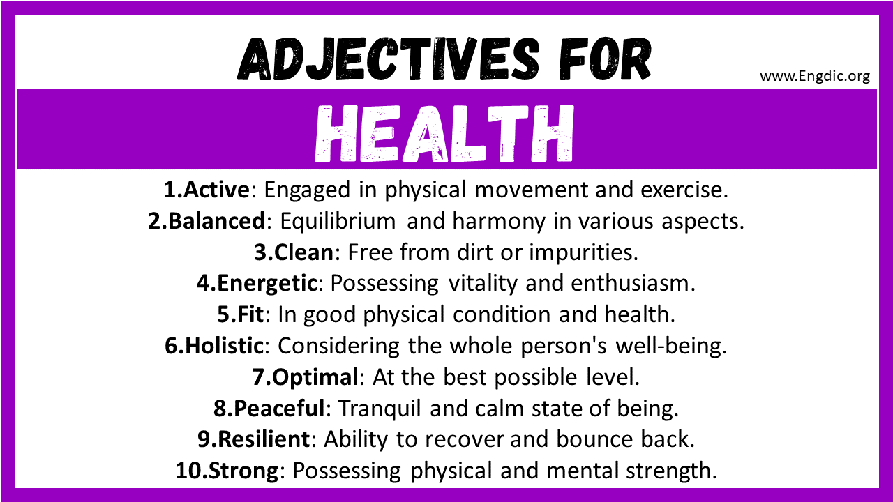 Adjectives for Health