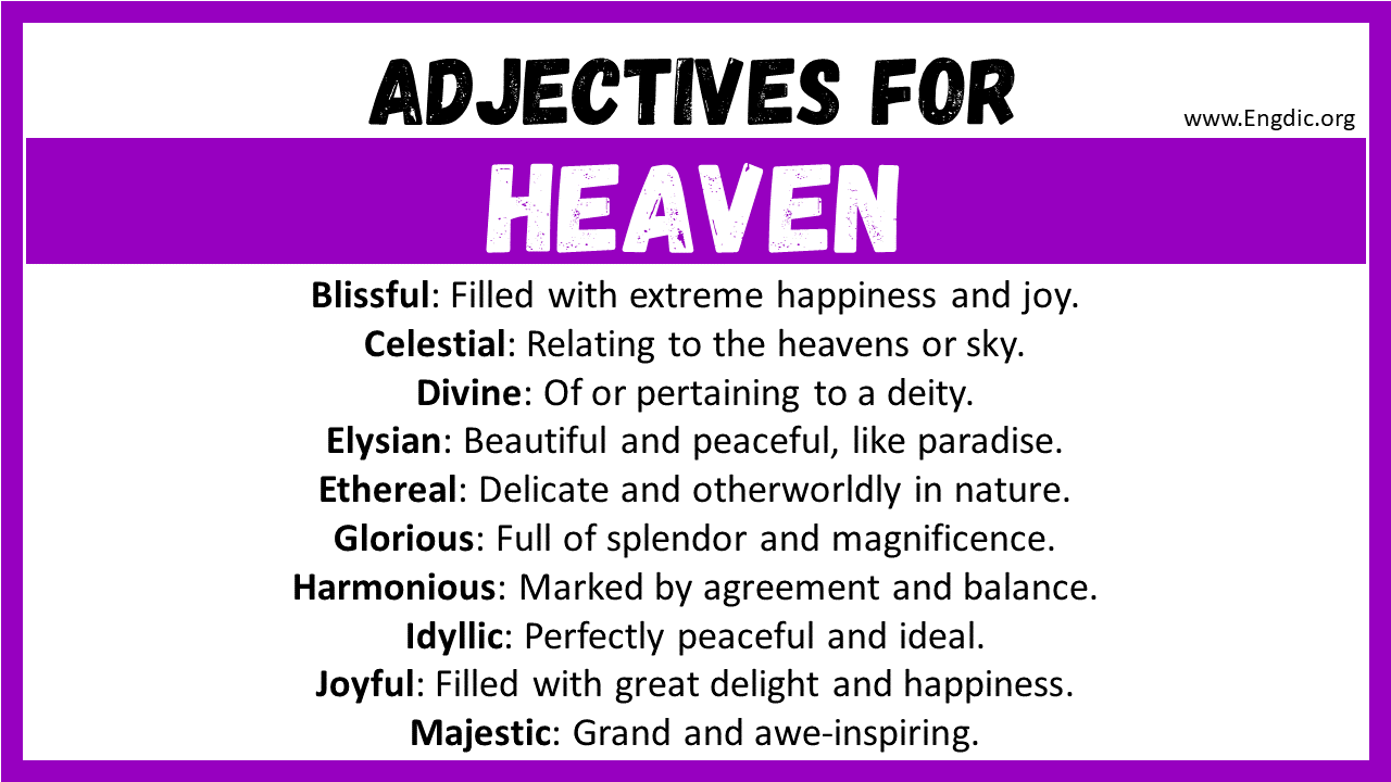 Adjectives for Heaven