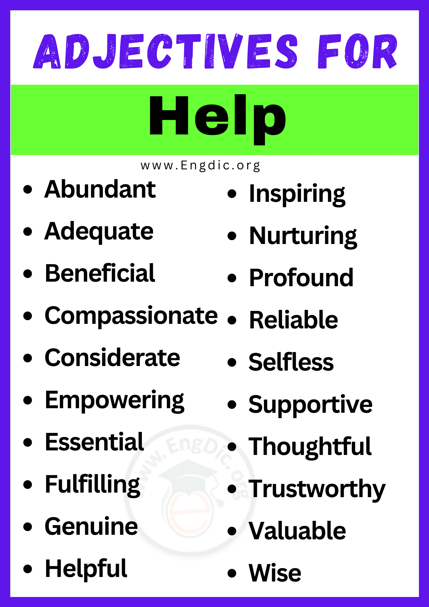 Adjectives for Help