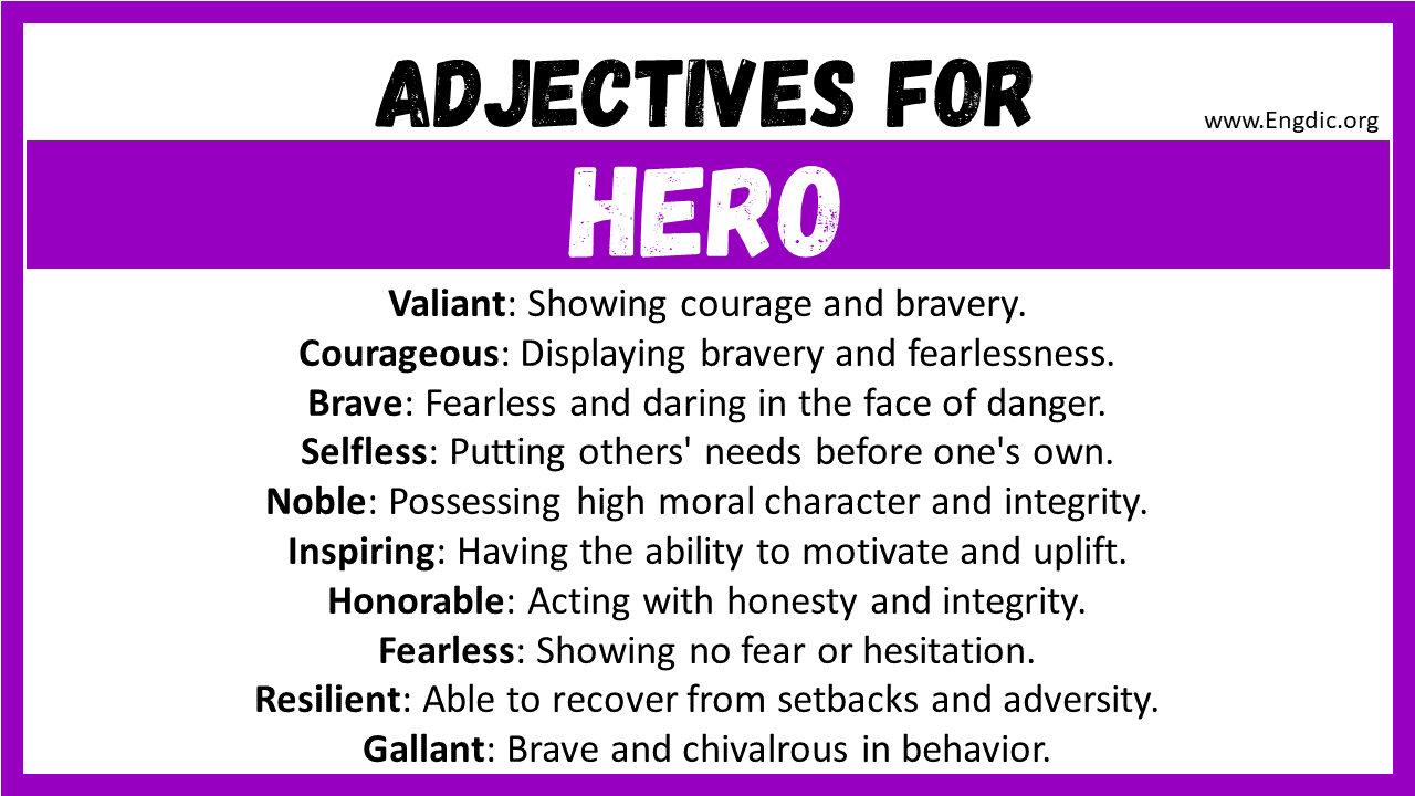 20 Best Words To Describe Hero Adjectives For Hero EngDic