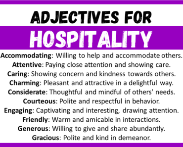 20+ Best Words to Describe Hospitality, Adjectives for Hospitality