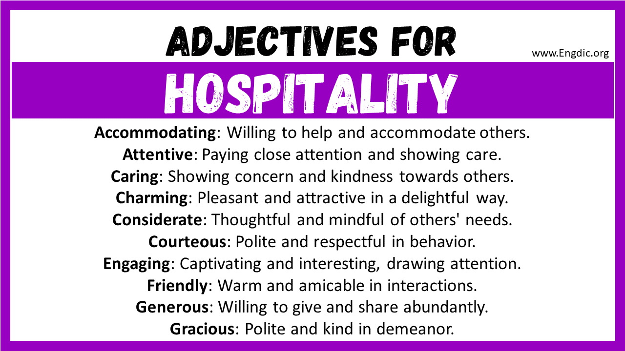 Adjectives for Hospitality