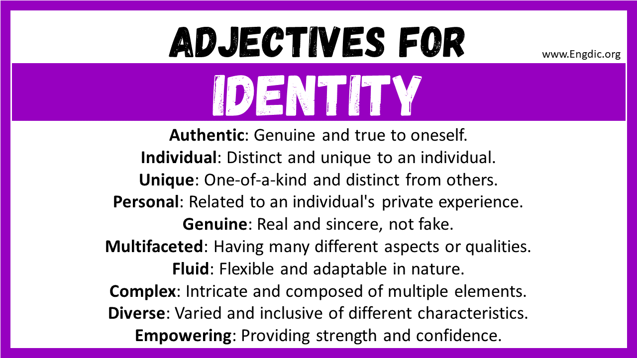 Adjectives for Identity