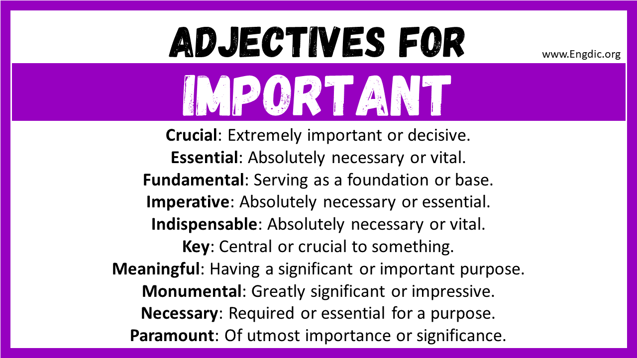 Adjectives for Important