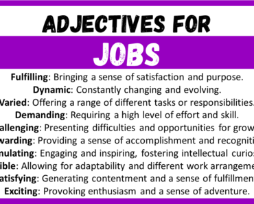 20+ Best Words to Describe Jobs, Adjectives for Jobs