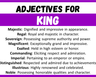 20+ Best Words to Describe King, Adjectives for King