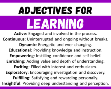 20+ Best Words to Describe Learning, Adjectives for Learning