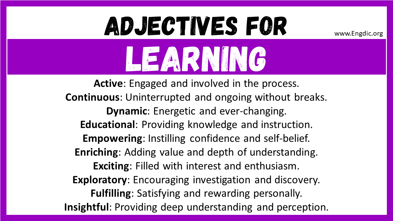 Adjectives for Learning