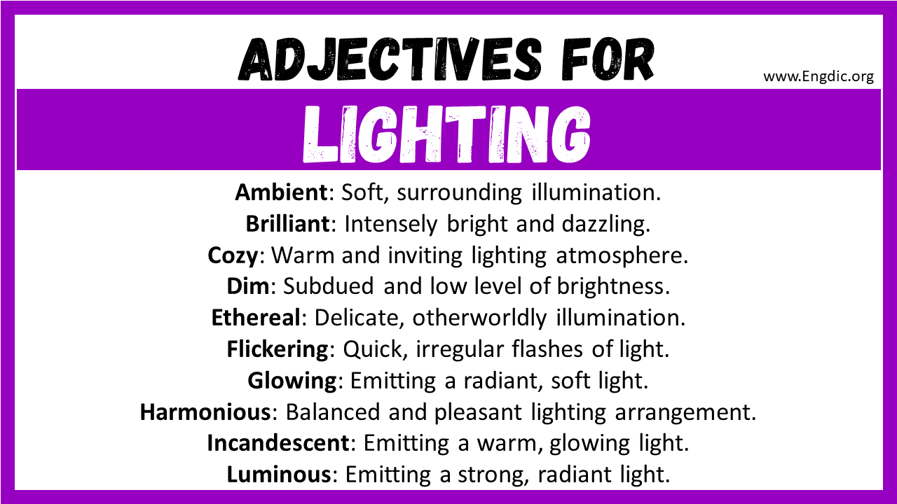 Adjectives for Lighting