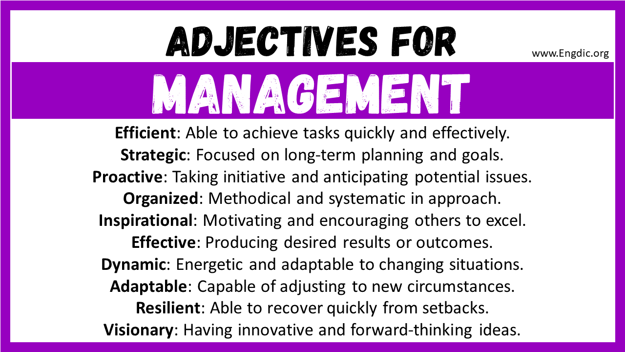 Adjectives for Management