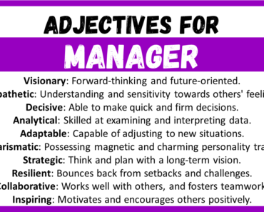 20+ Best Words to Describe Manager, Adjectives for Manager