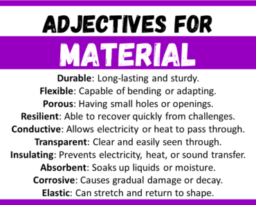 20+ Best Words to Describe Material, Adjectives for Material