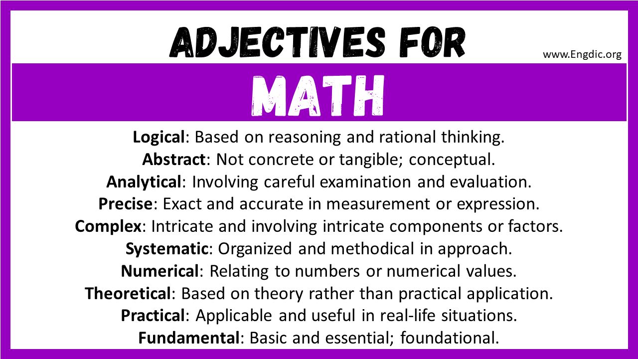 Adjectives for Math