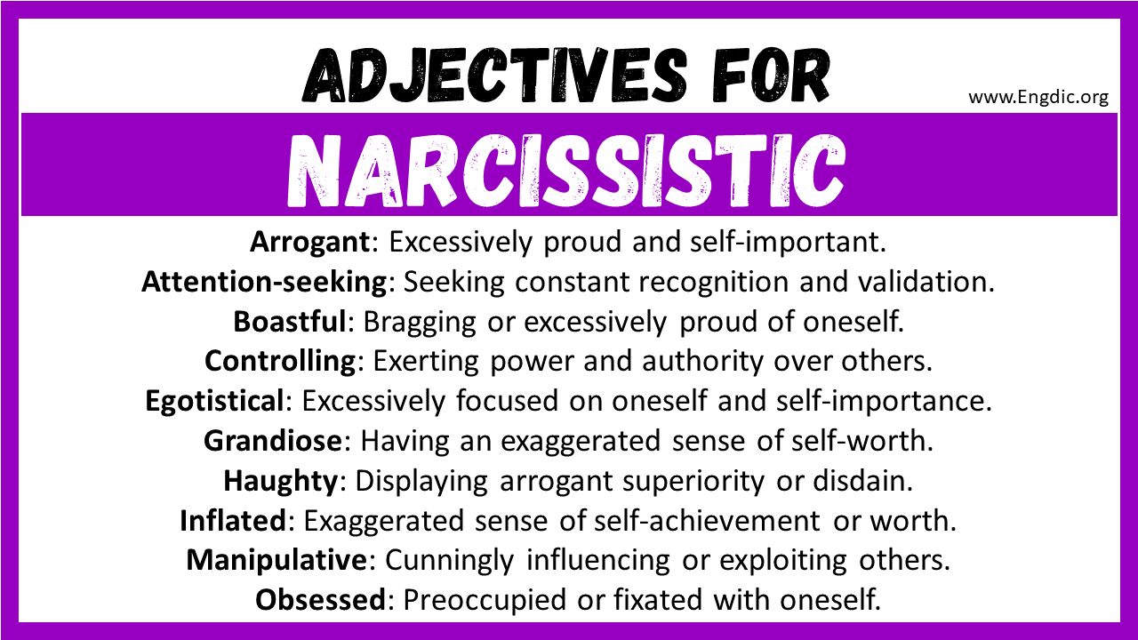 Adjectives for Narcissistic