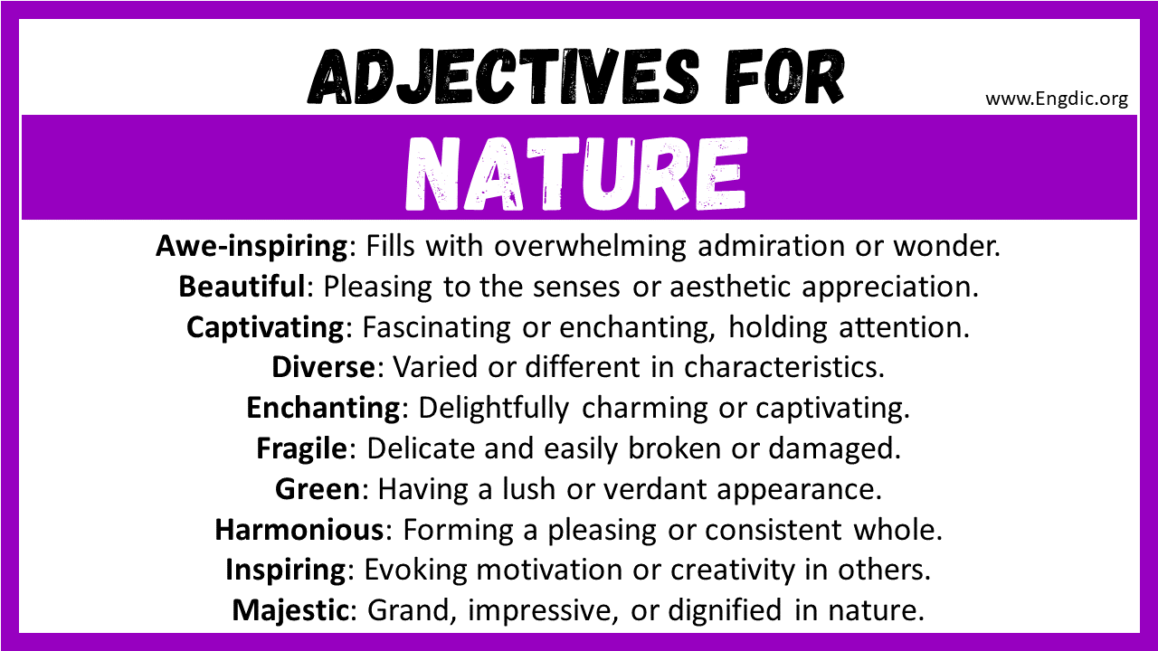 20+ Best Words to Describe Nature, Adjectives for Nature - EngDic