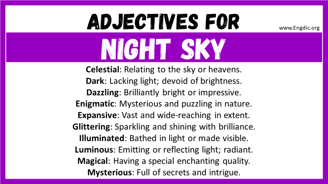 20+ Best Words to Describe Night Sky, Adjectives for Night Sky - EngDic