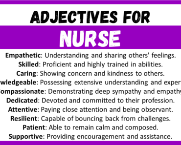  20+ Best Words to Describe Nurse, Adjectives for Nurse