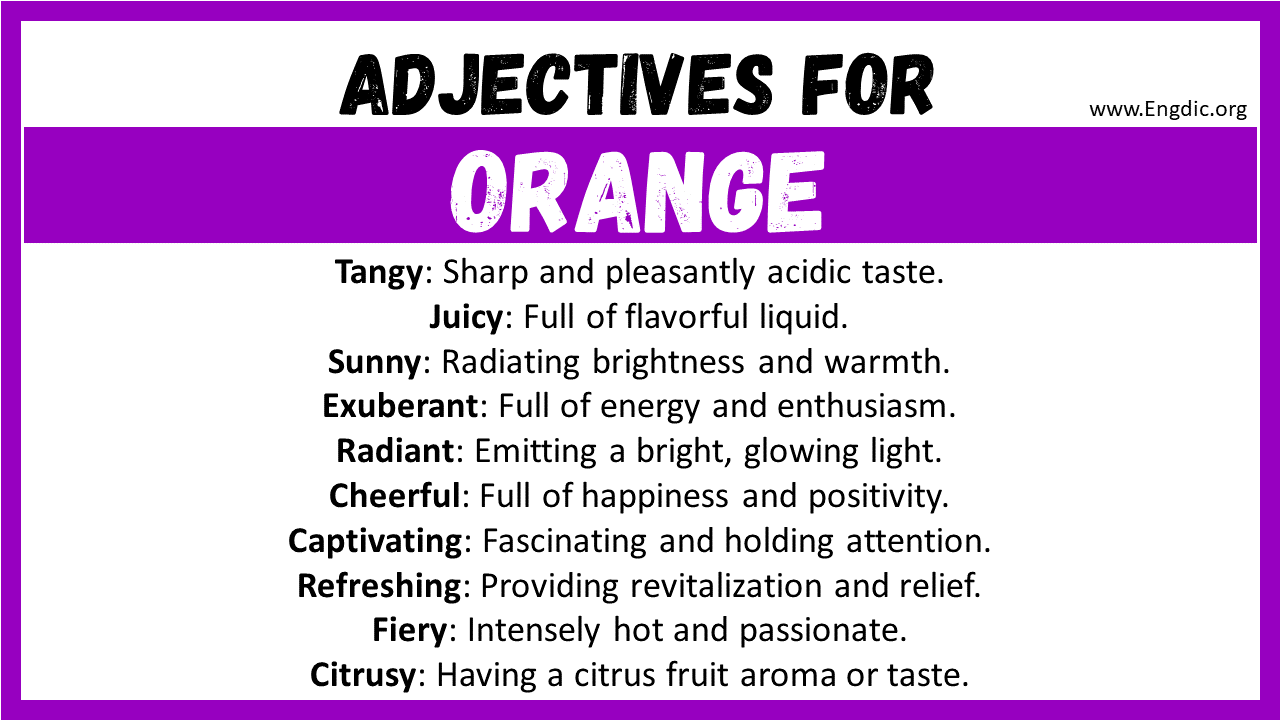 Adjectives for Orange