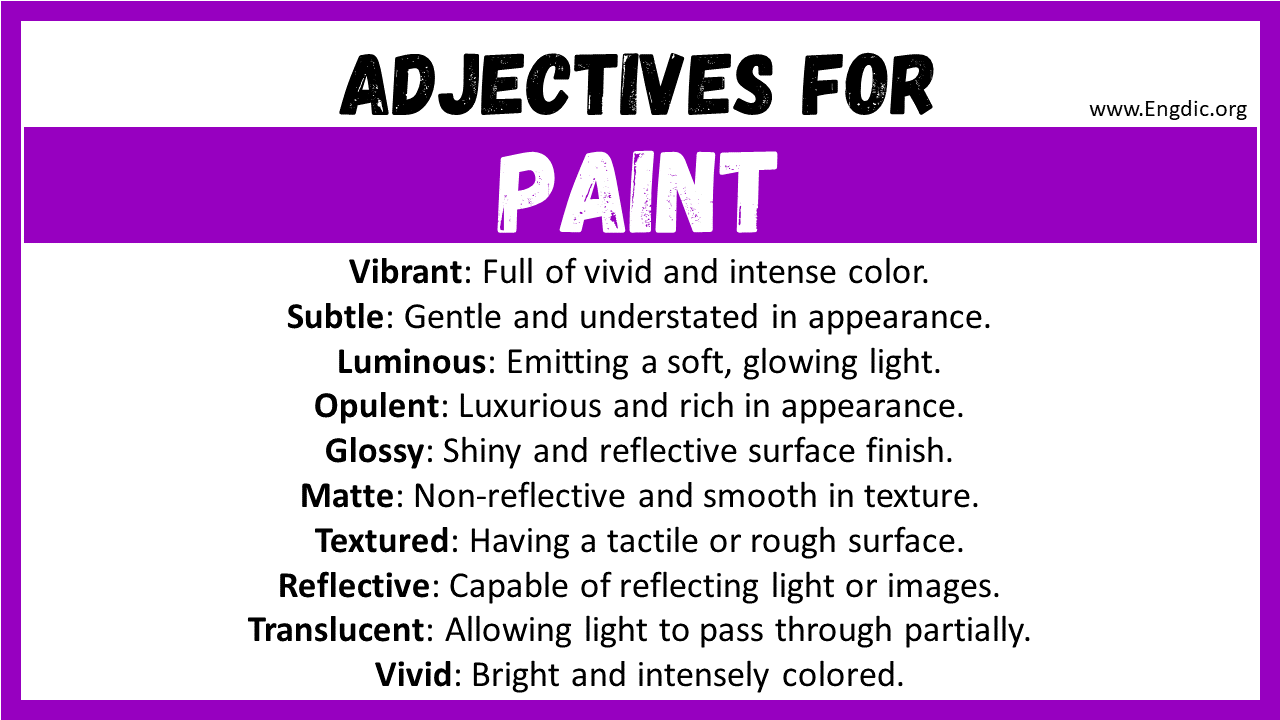 Adjectives for Paint